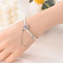 Infinite Love Snake Bone Chain Inlaid Heart Zirconia Women Bracelet Fit For Valentine's Day Gift