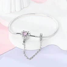Infinite Love Snake Bone Chain Inlaid Heart Zirconia Women Bracelet Fit For Valentine's Day Gift