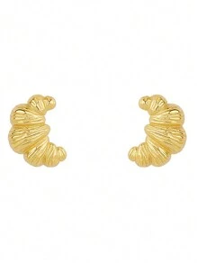 Pendientes con forma de croissant de plata de ley 925, diseño único de estilo francés vintage, adecuado para uso diario, regalo para mujeres, madres, novias, Pascua/Día de San Valentín