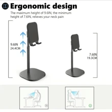 Cell Phone Stand For Desk Angle Height Adjustable Phone Holder Cell Phone Holder For Desk Cellphone Dock Compatible With All Mobile Phones - Black - View 2
