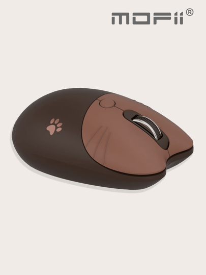 MOFII M3 Wireless Mouse With Lightweight And Cute Cat Paw Pattern And Cat Ear Shape, Suitable For Windows, PC, Laptops, Desktops, Coffee Brown