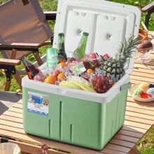 13.5Qt 隔热便携式冷却器防漏冰柜午餐盒硬冷却器带温度显示适用于烧烤、露营、野餐 - 綠色 - 查看 5