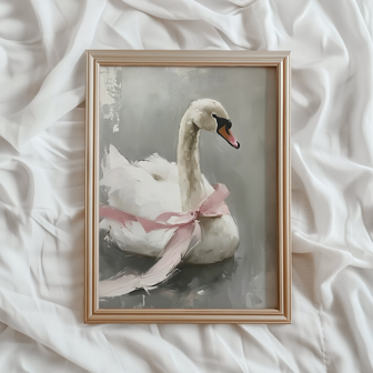 1 Pieza Cartel de lienzo con estampado vintage de cisne sin marco, decoración rústica de granja, pintura retro para decoración de pared del hogar, obra de arte mural para regalo, dormitorio, baño, comedor, cocina, sala de estar, oficina, café, bar, resistente al agua, decoración del hogar y la oficina, arte de pared