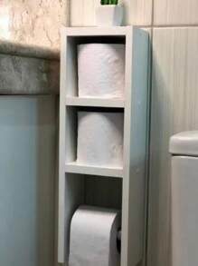 Nicho para banheiro com porta papel higiênico mdf cor branca