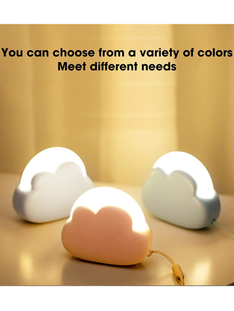 1 件可调光可充电云夜灯，带 4 种强度和硅胶线，可爱的云形 LED 夜灯，适用于卧室创意礼物