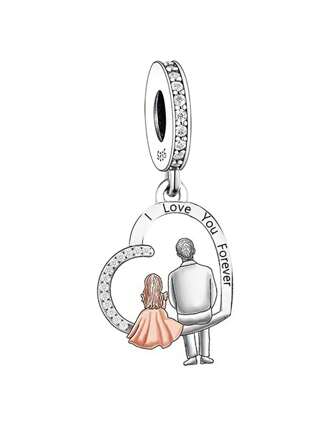 HuooNew 1 pieza Elegante colgante de plata de ley 925 con cuentas, diseño de padre e hija, regalo del Día del Padre para mujeres