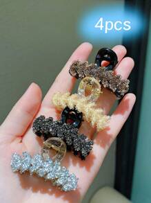 4/8pcs Girls Luxurious Crystal Embellished Hair Clips Cute Hair Claw Children Hair Accessories - Multicolor - View 8