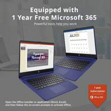 HP Premium Stream 14" HD BrightView Laptop, Intel Celeron N4120, Up To 16GB RAM, 64GB EMMC, Intel UHD Graphics, HD Webcam, 1 Year Office 365, Bluetooth, WiFi, Win 11s, 32GB Hotface USB Card - 藍色 - 查看 2