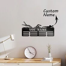 1 Stück, personalisierter Medaillenhalter Name, personalisierter Athleten Medaillenhalter, Medaille und Schleife, Metall-Athletenmedaillenständer, Geschenk für Freunde, personalisierte Medaillenwandkunst-Ständer