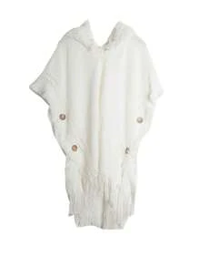 1pc Solid Color Women Hooded Tasseled Cape, Fashionable Hooded Shawl Suitable For Daily Wear - Multicolor - View 4