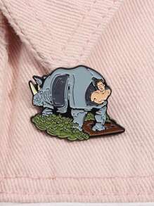 1pc Comic Movie Characters Enamel Pins Custom Cartoon Animal Rhino Brooches Lapel Badges Animal Jewelry Gift For Friends - Multicolor - View 9