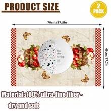 2 pièces Set de torchons à vaisselle avec imprimé de pomme et de fruits à l'aquarelle, chiffons de cuisine micro-fibres absorbants, chiffons de vaisselle de décoration de ferme pour Noël, cadeaux de pendaison de crémaillère