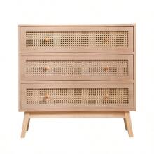 31.5 "3-Drawers Rattan Storage Cabinet Rattan Drawer,For Bedroom,Living Room - Natural Oak - View 3