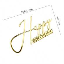 3 piezas Decoraciones de acrílico para tarta "Feliz Cumpleaños" - Dorado - Ver 3
