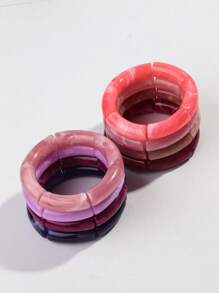 4 piezas/Set pulsera telescópica acrilica flexible y colorida de para uso casual de mujeres
