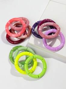 4 piezas/Set pulsera telescópica acrilica flexible y colorida de para uso casual de mujeres
