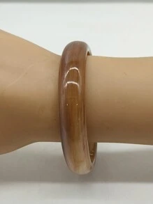 1 st. Mode Asymmetrische Tie Dye Acryl Hars Bangle Armband, Vintage Geïnspireerd, Chunky 1.3cm Breed, Multicolor, Geometrisch Ontwerp, Geschikt Voor Casual, Strand, Reizen