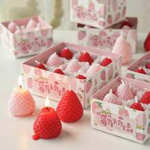 Soy Wax Strawberry Scented Candles, Wholesale Cute Creative Birthday Party Gifts, Hand-Made Aromatherapy Decor For Tabletop, Photo Prop, Birthday, Meditation, Stress Relief, Bath, Gifts - 1pc/4pcs/6pcs/9pcs Assorted,Room Decor,Gifts Graduation