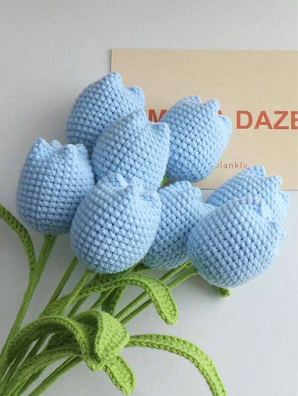 1pc Handmade Woven Artificial Tulip Flower, Mother's Day, Teacher's Day, Couple Gift, Home Decor Vase, Valentine Day, Gift