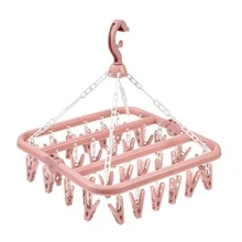 32夹可折叠塑料晾衣架，节省空间，适合婴幼儿衣物、衣柜收纳，情人节礼物 - 彩色 - 查看 9