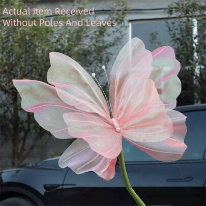 1 pieza Decoración de boda tipo seda con mariposa, mariposa de gasa gigante realista para fiesta de boda, decoración del hogar, mariposa 3D de 50cm/19.69 pulgadas