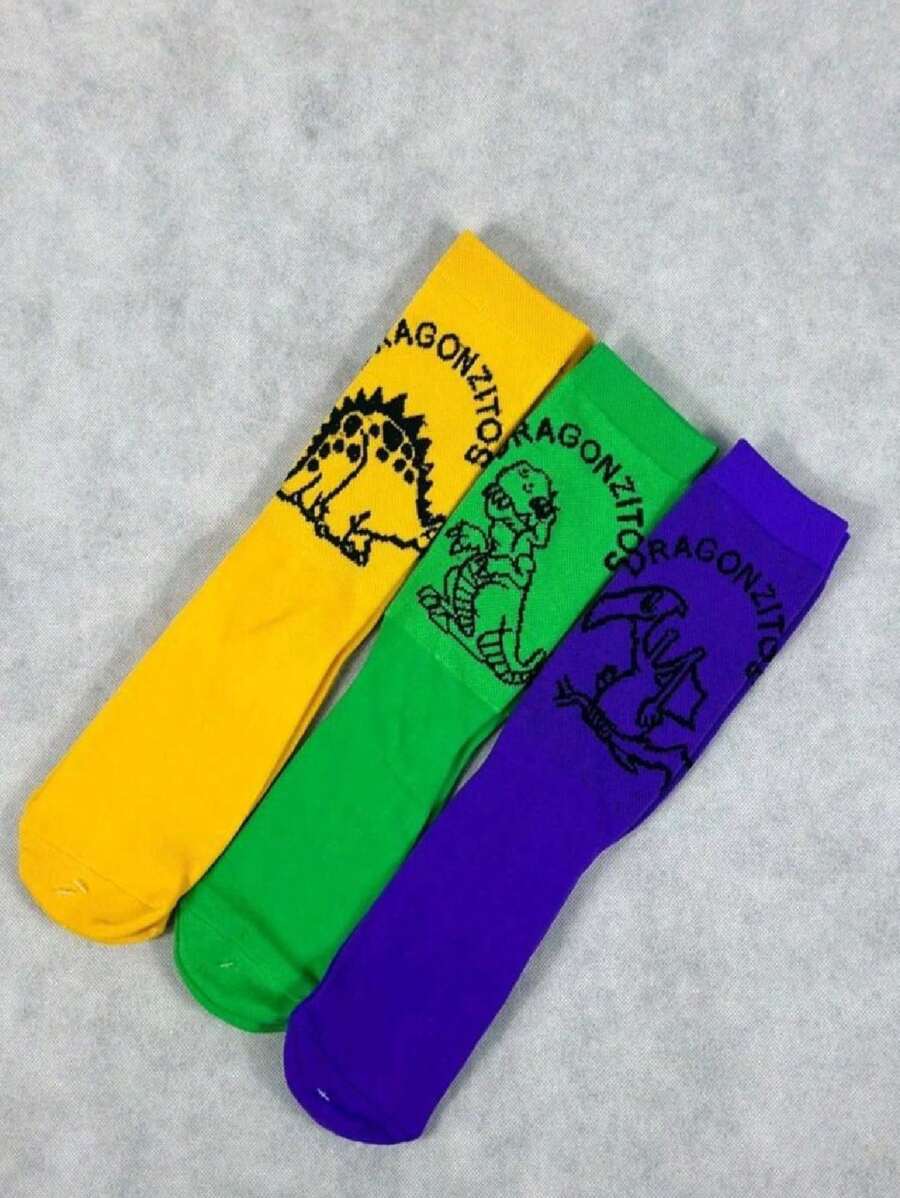 Set de 3 Pares de Calcetas DRAGONCITOS - Amarillo - Ver 1