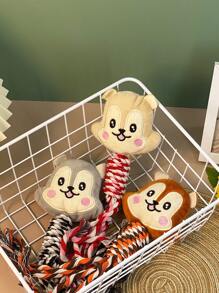 1 pièce Jouet à mâcher en forme d'écureuil en peluche douce avec corde, jouet de dentition interactif pour chiot