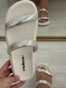 Original Women's Slide Papete Moleca Sandal Glitter - 白色 - 查看 4