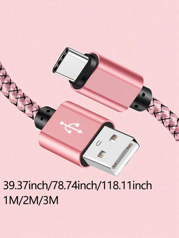 60W USB To Type C Fast Charging Cable, Fast Charge Data Cable Nylon Braided USB A To USB C Charger Cord Compatible With Galaxy S25/S24/S23/S22/S21/S20 Mobile Phone Charger Cable Multicolor