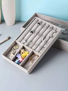 5pcs/1pc Jewelry Manager Tray, Elegant Stackable Velvet Jewelry Manager - Worn Surface, Suitable For Portable Multi-Purpose Storage Of Rings, Earrings, And Necklaces, Large Stackable Jewelry Tray For Drawers, Jewelry Storage Space For Earrings, Necklaces, And Bracelets, Easy To Classify, Convenient For Storage, Space Saving, And Easy To Pick Up