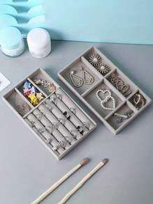 5pcs/1pc Jewelry Manager Tray, Elegant Stackable Velvet Jewelry Manager - Worn Surface, Suitable For Portable Multi-Purpose Storage Of Rings, Earrings, And Necklaces, Large Stackable Jewelry Tray For Drawers, Jewelry Storage Space For Earrings, Necklaces, And Bracelets, Easy To Classify, Convenient For Storage, Space Saving, And Easy To Pick Up