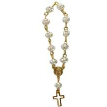 Decenarios 25 Piezas Decenario Color Blanco - Recuerdo de Fiesta Evento Bautizo Boda Comunión XV Años Confirmación - Mini Rosarios Recuerdo para Fiestas - Blanco - Ver 2