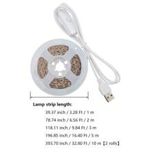 1 cuộn 3,28ft, 2 cuộn 32,8ft, đèn LED dây 5V trắng/trắng ấm có nút công tắc, đèn LED dây linh hoạt USB dùng trang trí nhà cửa, thích hợp cho đèn nền TV, phòng ngủ, tủ quần áo, nhà bếp, tủ bếp, đèn trang trí DIY. - Đơn sắc - Xem 2
