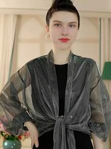 1pc Women's Lightweight Solid Color Ombre Gradient Oversized Cardigan Summer Casual Shawl