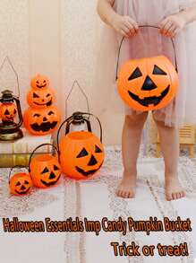 1 Set Halloween Handheld Imp Pumpkin Bucket Candy Gifts Pumpkin Jar Dress Up Decoration Decorations Ambience Party Decoration Props