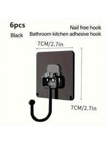 6قطع خطاطيف جدار لاصقة قوية، خطاطيف متعددة الأغراض لمنظم المناشف والملابس والمفاتيح للحمام والمطبخ، معلقات مضادة للماء