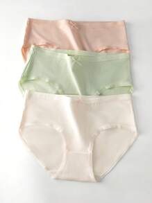 Teen Girl 10pcs Basic Style Bow Decor Solid Color Panties
