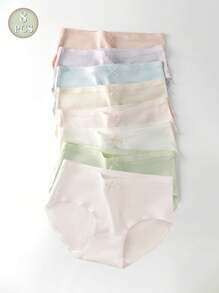 少女 8 件装纯色蝴蝶结装饰内衣内裤