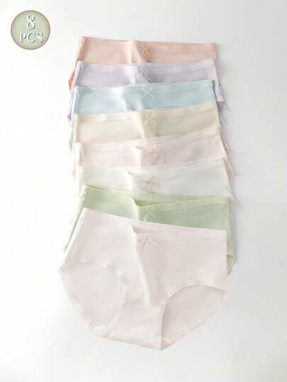 Teen Girl 8st/Pack Enfärgad Bowknot Dekor Underkläder Trosa
