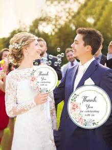 10pcs Wedding Hand Fans Bulk Plastic Handheld Wedding Favor Fans For Guests Thank You For Celebrating With Us Greenery Fan With Handle For Ceremony - White - View 5