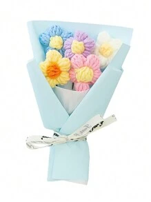 Hand-Woven DIY Flower Bouquet Faux Flowers Home Decor Gift For Party Supplies Mother's Day - Multicolor - View 9