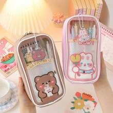 2024 New Big Capacity Pencil Case Transparent Stationery Box Cartoon Pencil Bag For Girls Kids School Supplies Accessories,Pencil Pouch,School Bag