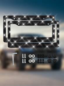 Cadre de plaque d'immatriculation de voiture robuste et étincelant serti de cristaux, accessoire voiture brillant, lavable