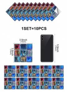 10pcs Colorful Mosaic Geometric Pattern Home Decoration PVC Imitation Ceramic Tile Wallpaper Wall Stickers, DIY Combination Self-Adhesive Wall Decor, Waterproof For Kitchen, Bathroom, Living Room, Bedroom, TV Background - Multicolor - View 10