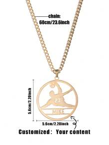 定制运动风格姓名与号码吊坠项链，带足球元素，父亲节/情人节/生日/周年纪念礼物，朋友/毕业/圣诞节礼物 - 款式1 - 查看 15