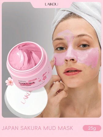  1 片 LAIKOU 日本樱花泥面膜，25 克，保湿亮白面膜，清洁毛孔面膜，便携式，适合女性、妈妈、妻子、姐妹、青少年、女朋友自我护理旅行 SPA 礼物，送给女朋友