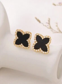 1 paar eenvoudige, prachtige, veelkleurige klaver-zirkonia-oorbellen van 925 sterlingzilver, schattige oorbellen voor dames, fijne sieraden, cadeau, feestcadeau, verjaardagscadeau, dating essentials
