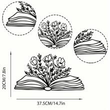 CIFbuy 1 chiếc trang trí tường bằng kim loại hình sách hoa, biển hiệu kim loại hình sách hoa, biển hiệu sách hoa, quà tặng cho người yêu sách, trang trí tường thư viện, nghệ thuật dành cho phụ nữ, thích hợp cho nhà cửa, phòng khách, sân hiên hoặc vườn, ban công, tượng trang trí, trang trí nhà cửa, trang trí phòng, trang trí treo tường văn phòng, trang trí tường, trang trí nhà cửa, trang trí ngày lễ, quà tặng trang trí tường sinh nhật tốt nghiệp, nghệ thuật tưởng niệm đầy cảm hứng, trang trí nhà cửa theo đạo Cơ đốc, quà tặng tôn giáo - màu đen - Xem 4