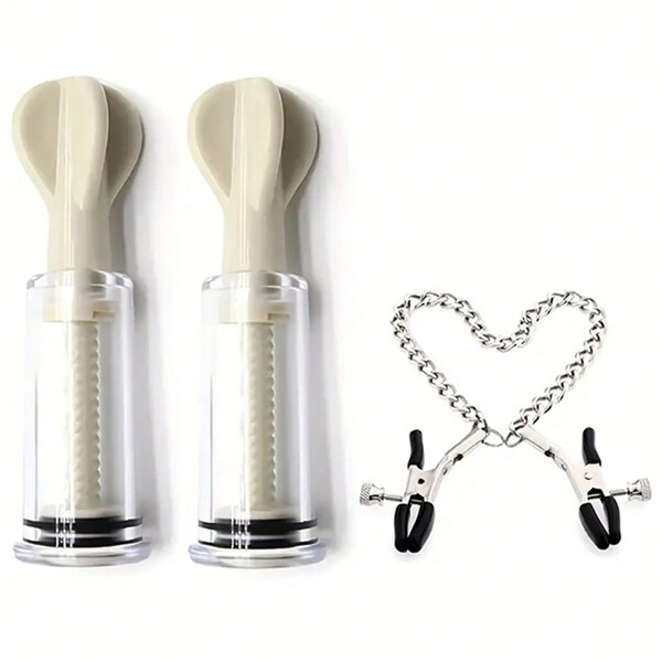 3 Stück Brustclips, Vakuum Sauger und Schröpfvorrichtung Nippelsauger mit Nippelklemmen Set, 2 Stück Nippelsauger Vakuumpumpe Muschi Klitoris Simulator BDSM Brust Saug Tasse erotisches Erwachsenenspielzeug für Frauen (Nippelsauger & Klemmen)
