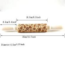 1pc Wooden Christmas Embossed Rolling Pin, Christmas Deer, Snowflakes, Snowman, Xmasbells, Canes, Ice Boots Pattern Xmas Cookie Mold For Baking Tools Christmas Christmas DecorChristmas Decorations Christmas Gifts Christmas Christmas Decorations Christmas Pajamas Christmas Gifts Christmas Decor